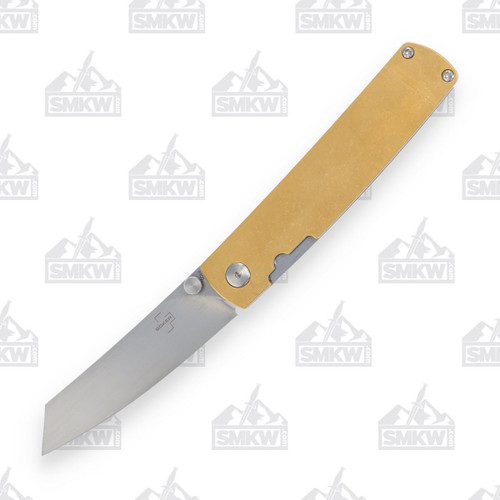 Boker Plus Tenshi Brass Folding Knife 2.68in Satin Tanto Blade