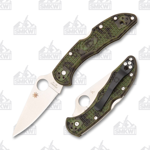 Spyderco Delica 4 Zome Green 2.9in Plain Satin Clip Point 1