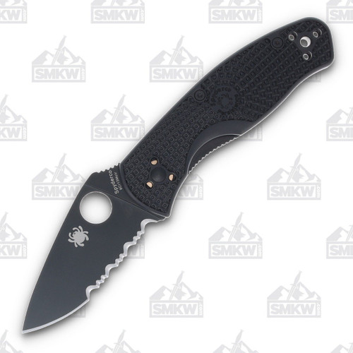 Spyderco Persistence Lightweight Folding Knife All Black Serrated