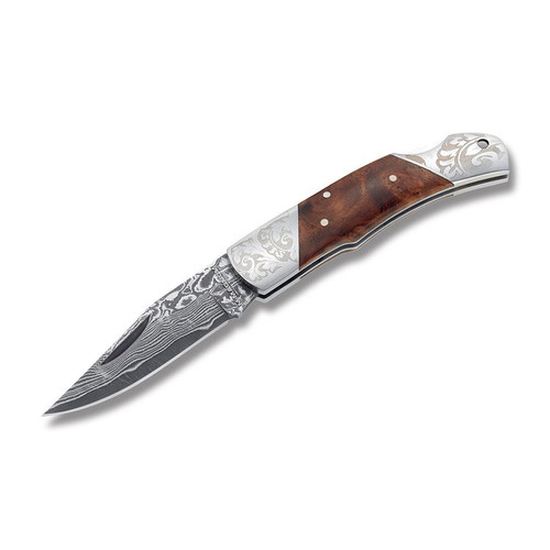 Boker Magnum Duke Folding Knife 2.44in Damascus Clip Point Blade