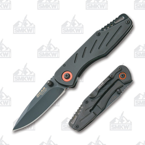 Bear & Son Lightweight Framelock Folding Knife Black Orange