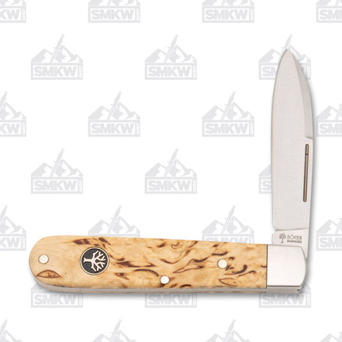 Boker Prime Curly Birch Barlow 3.75in Satin Sheepsfoot Folding Knife