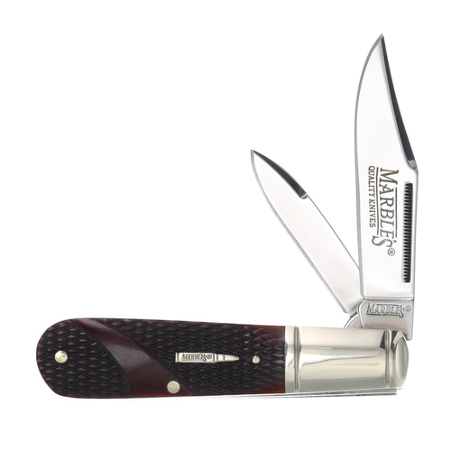 Marble's Barlow Brown Checkered Bone Pocket knife