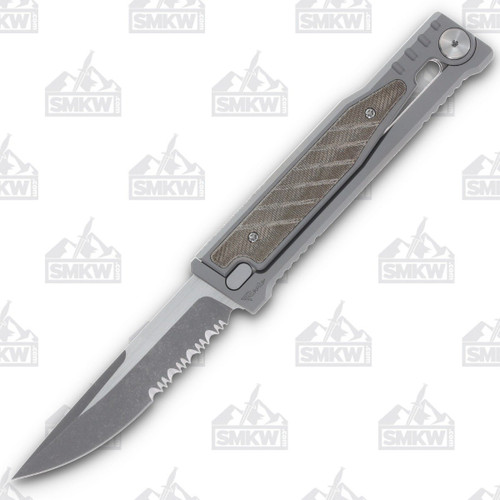 Reate Exo Green Micarta Gravity Knife (Serrated Drop Point)