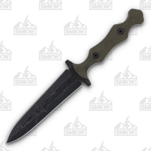 Stroup Knives Dagger OD Green 5.25in Plain Black Acid Wash Dagger 1