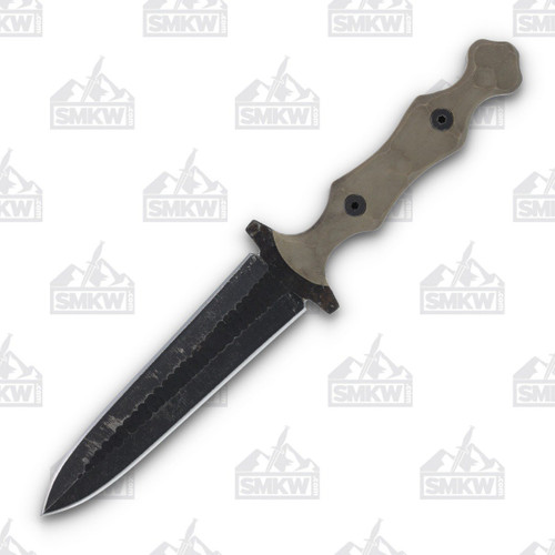 Stroup Knives Dagger Tan 5.25in Plain Black Acid Wash Dagger1 