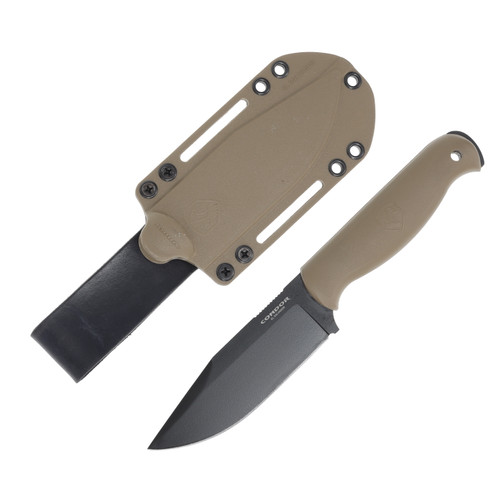 Condor Tool Fighter Knife Fixed Blade Desert Tan 4.7in Black Clip Point