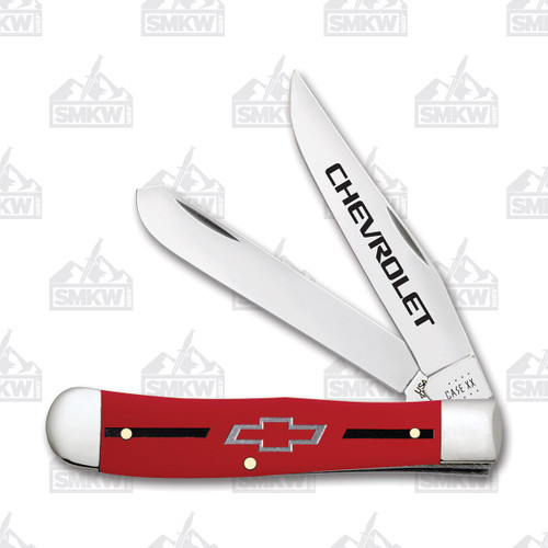 Case XX Smooth Red Synthetic Chevrolet Trapper open front view
