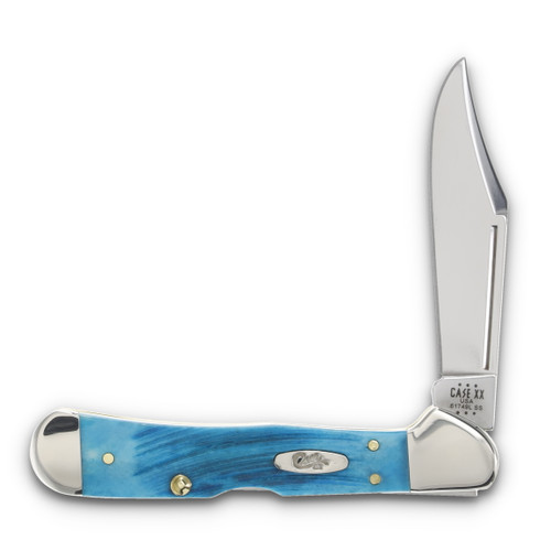 Case Caribbean Blue Sawcut Jigged Bone Mini CopperLock Pocket Knife
