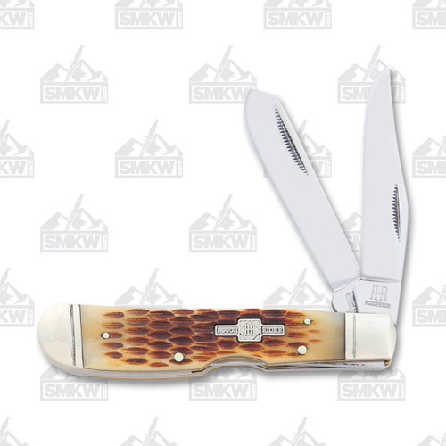 Rough Ryder Amber Jigged Bone Trapper Lockback Folding Knife