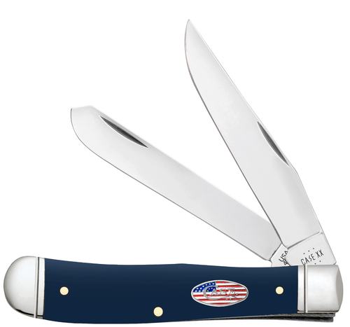Case Blue Smooth Synthetic Stars and Stripes Trapper Folding Knife