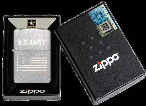 Zippo US Army Flag Street Chrome Lighter