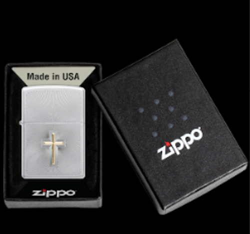 Zippo Cross Satin Chrome Lighter