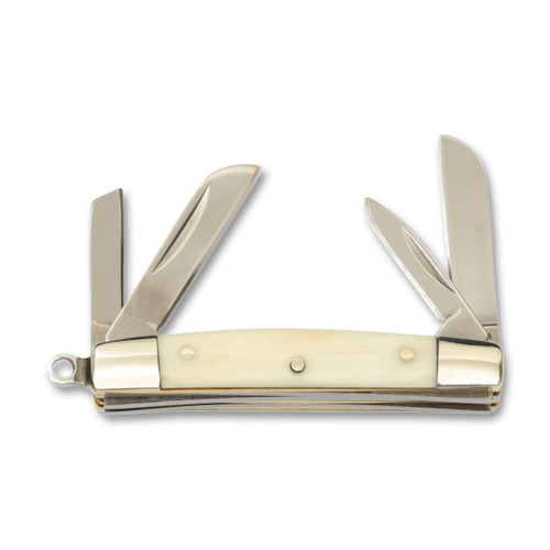 Rough Ryder Mini Congress Folding Knife White Smooth Bone Front Open