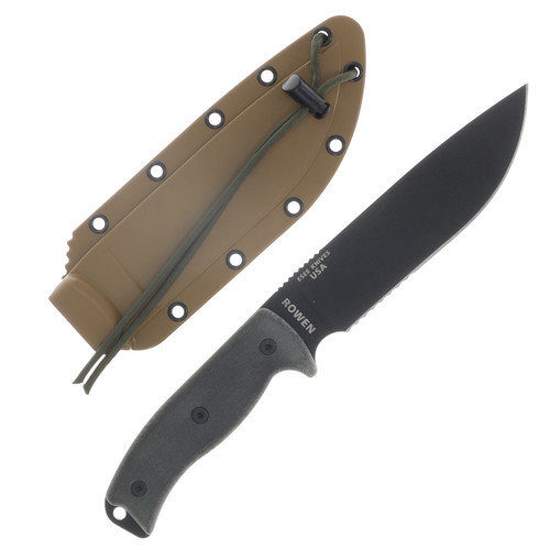 ESEE 6S Fixed Blade Knife Black Carbon Steel Gray Micarta Partially Serrated ESEE6S