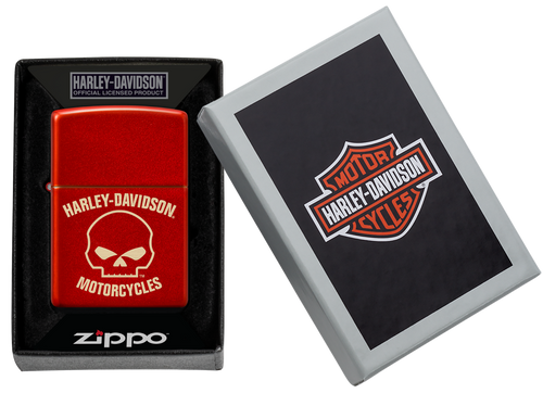 Zippo Harley-Davidson Metallic Red Skull Lighter