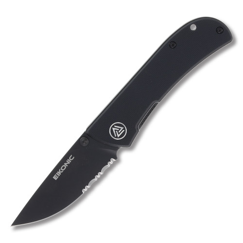 EIKONIC Knives Fairwind Folding Knife Night Black G10 2.72in Serrated Blade