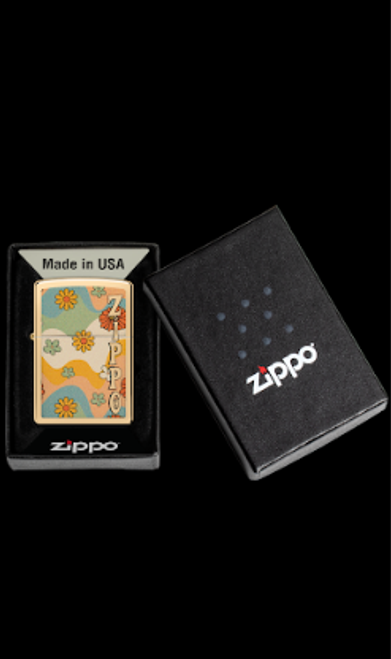 Zippo Flower Power High Polish Brass Lighter