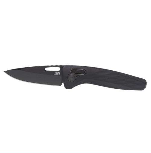 SOG One-Zero XR Folding Knife 3.1in Plain Black TiNi Clip Point
