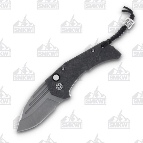 Mikkel Willumsen Custom Automatic Knife Carbon Fiber Flamed Titanium Stonewash SMKW Exclusive