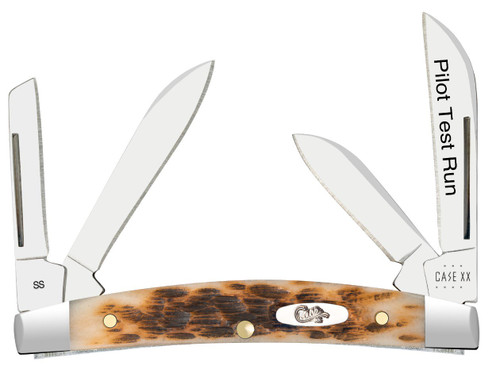 Case Pilot Test Run Amber Peach Seed Jigged Bone 4-Blade Small Congress Folding Knife