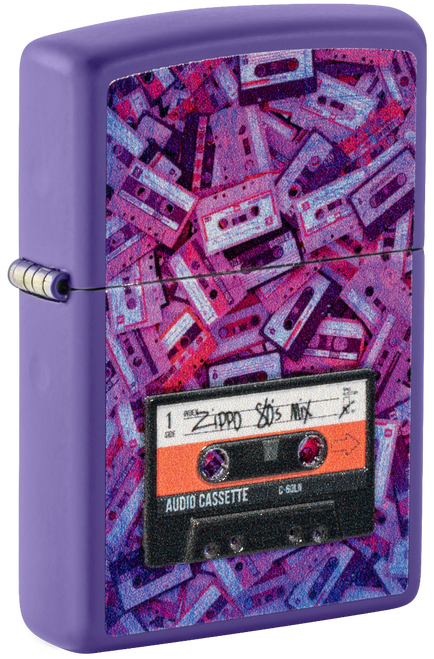 Zippo 80's Cassette Tape Purple Matte Lighter