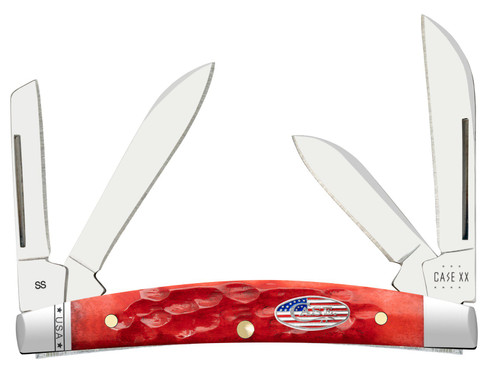 Case Stars and Stripes Dark Red Bone Small Congress Folding Knife