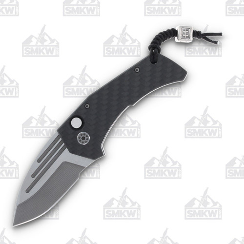 Mikkel Willumsen Custom Automatic Knife Carbon Fiber Blue Titanium SMKW Exclusive