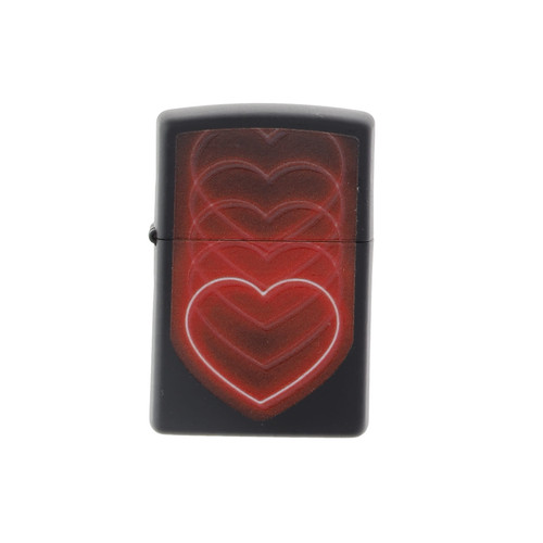 Zippo Hearts Design Black Matte Color-Changing Blacklight Lighter ZP48593