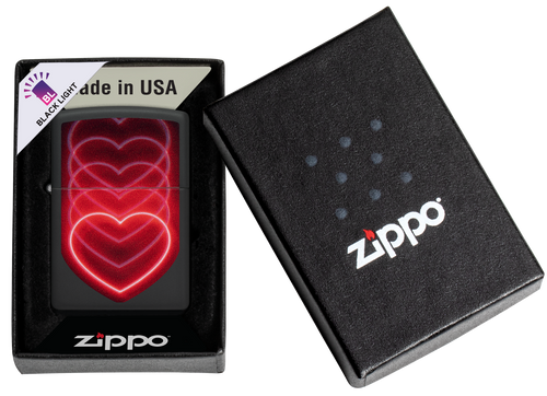 Zippo Hearts Design Black Matte Lighter