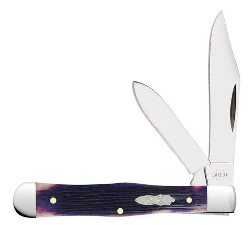Case Purple Barnboard Bone Swell Center Jack Folding Knife