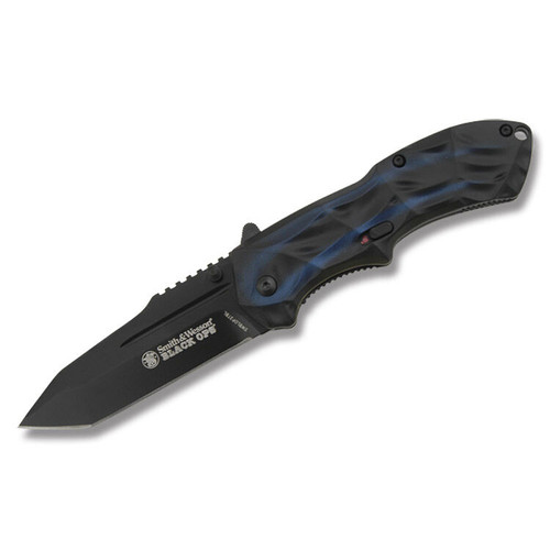Smith & Wesson Black Ops Spring-Assisted Folding Knife Black & Blue