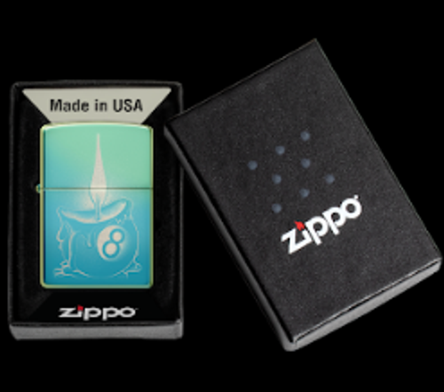 Zippo Eight Ball Tattoo High Polish Teal Lighter