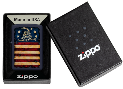 Zippo Don't Tread on Me Flag Navy Matte Lighter