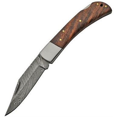 Damascus Lockback Folding Knife