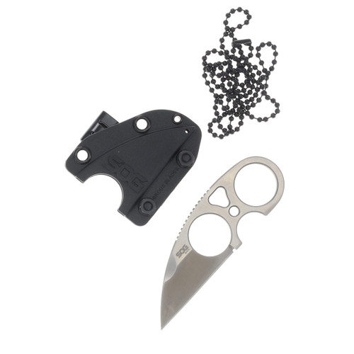 SOG Knives Snarl Fixed Blade Knife 2.3in Plain Satin Sheepsfoot Blade SOGJB01KCP