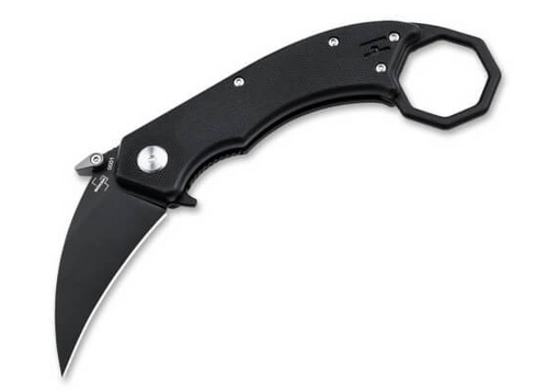 Boker Plus HEL Karambit Folding Knife 2.40in Black Hawkbill Blade