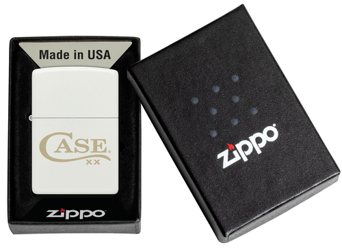 Zippo White Matte Lighter (Case Knives Long Tail C Logo)