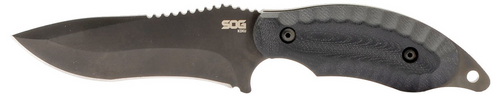 SOG Kiku FX Blackout Fixed Blade Knife 4.1in Plain Black TiNi Clip Point