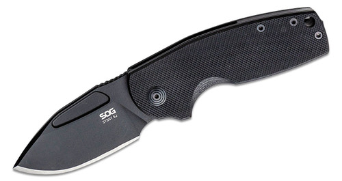 SOG Stout SJ Blackout Folding Knife 2.62in Black Clip Point Blade