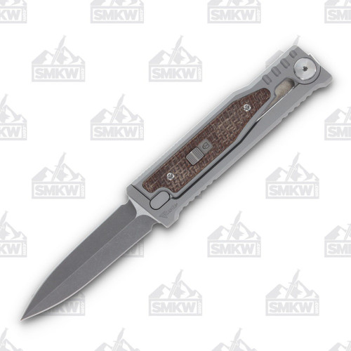 Reate Exo-M Safety Lock Gravity Knife Burlap Micarta (Stonewash Dagger)