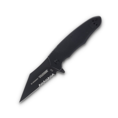 Blackhawk Be-Wharned Black G-10 Sideliner Partially Serrated Folding Knife
