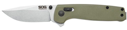 SOG Terminus XR OD Green Folding Knife 2.95in Stonewashed Clip Point