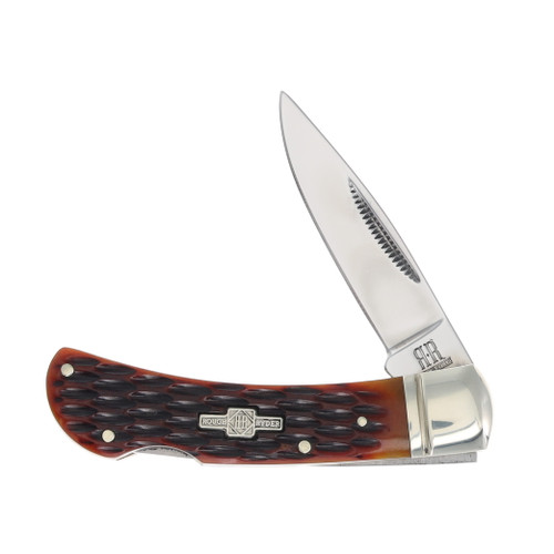 Rough Ryder Small Lockback Folding Knife Brown Jigged Bone