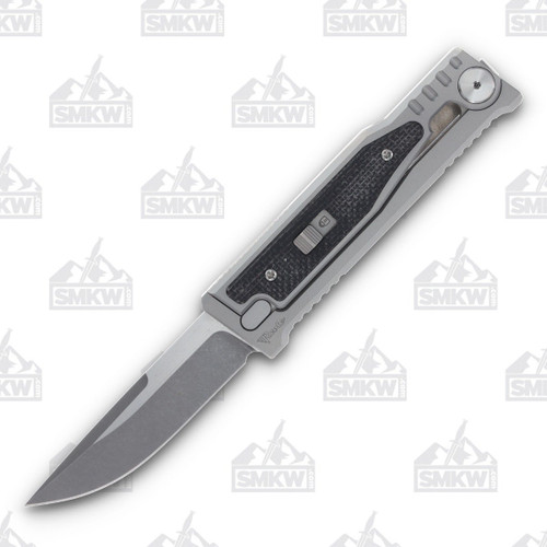 Reate Exo-M Safety Lock Gravity Knife Black Micarta (Stonewash Drop Point)