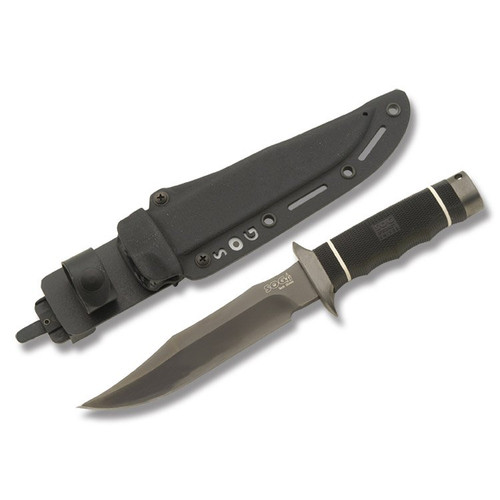 SOG Tech Bowie 6.4in Black Plain Fixed Blade