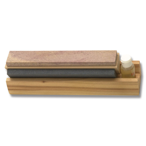 10" Tri-Hone Sharpening Stone Wood Base