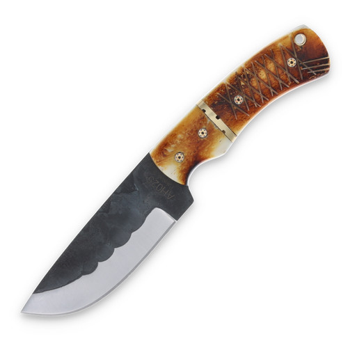 American Hunter Torched Stag Bone 4.3in Plain Dual Finish Drop Point 1