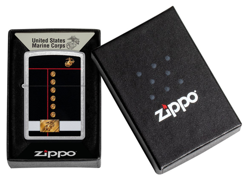 Zippo USMC Dress Blues Color Image Street Chrome Lighter