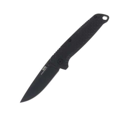SOG Adventurer LB Blackout 3in Plain Black TiNi Drop Point SOG-13-11-01-43